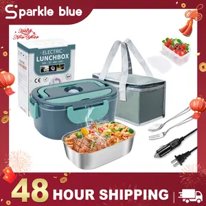 Electric Lunch Box for Adults, 60W Heated Lunch Box 1.5L Stainless Steel Heated Lunchbox For Adults, 12/24/110V Self Heating Lunch Box for Car Truck Work, Lonchera Eléctrica Portátil