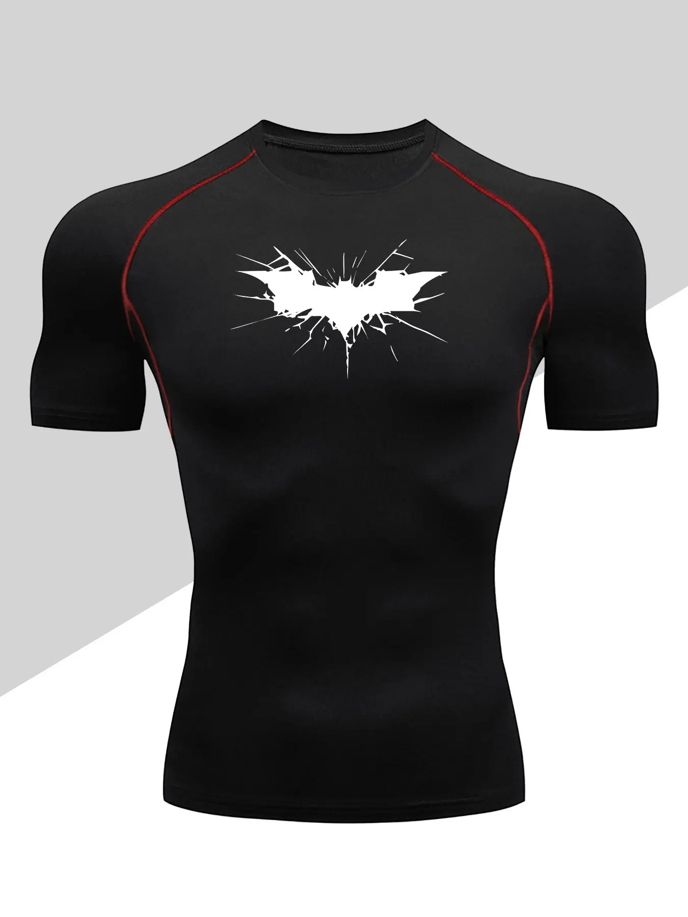 Men's Dragon Print Compression T-Shirt, Workout Rash Guard, Quick-Dry Breathable Stretch Fabric, Tight-Fitting Short Sleeve Activewear Top Clothing for Fitness and Outdoor Activities