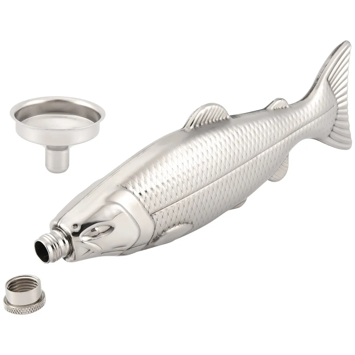 5Oz Fish-Shape Stainless Steel Leakproof Lightweight Portable Mini Pocket Hip Flask Set for Motorcycle Travel, Outdoor Use, Automotive & Motorcycle Accessories with Beverage Storage