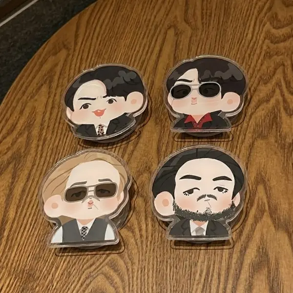 Kpop Idol Chibi Phone Grip Combo 7 Members Cool Suit Version Aesthetic Acrylic Griptok For Fans and Collectors