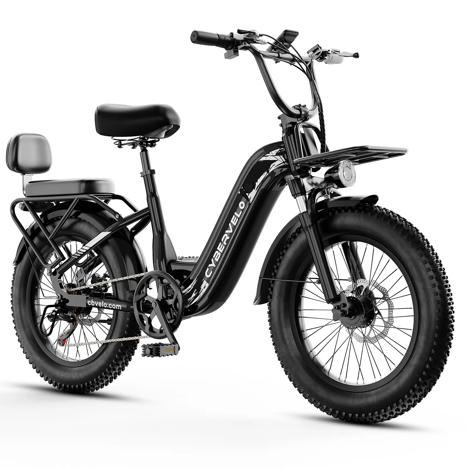 Cybervelo C4 Adult Electric Bike - 1000W (48.0W & Above) Motor, 48V 20AH Removable Battery, 20" Fat Tires, 67.72in, 88lbs, All-Terrain Commuter Bike with Basket Rack, 1-Year Warranty for Adults