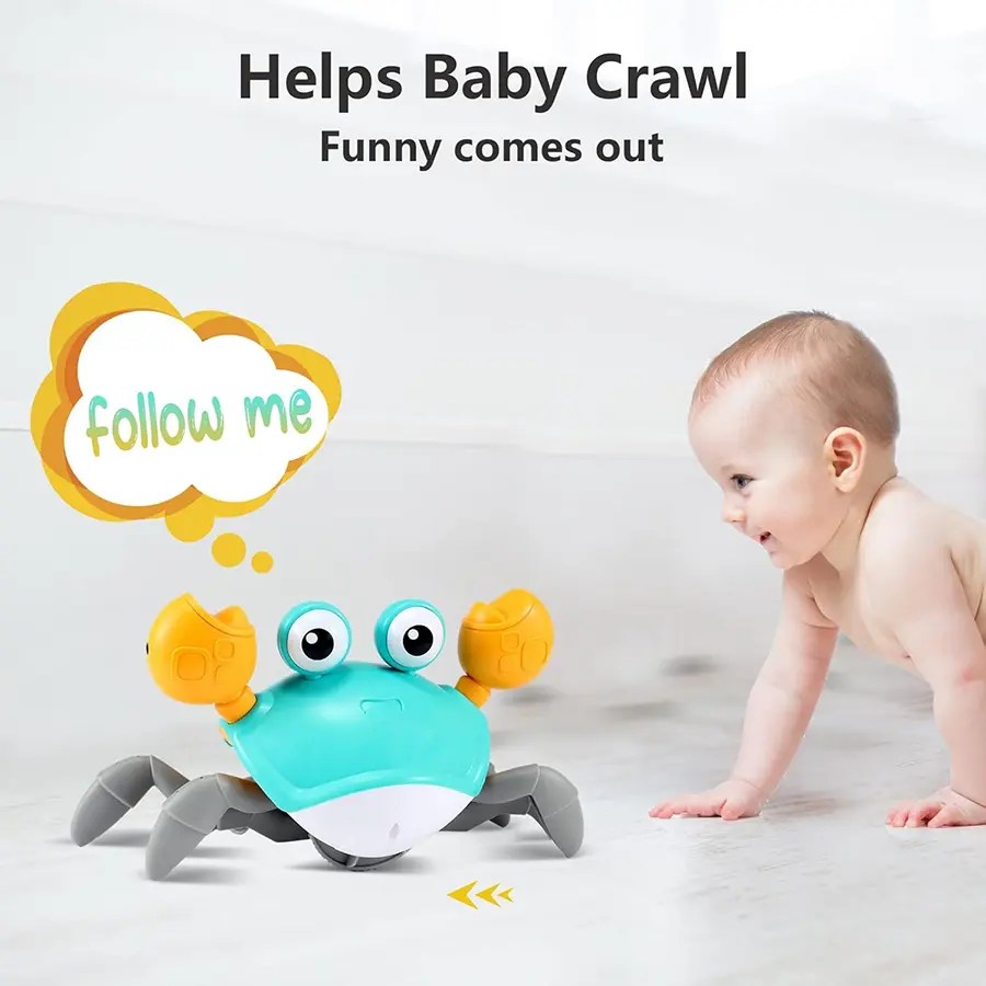 Crab-Shaped Baby Sensory Developmental Toy, Musical Light-Up Tummy Time Aid for 3-6 Months Olds, Early Learning Educational Toy, Ideal 1st Birthday Gift for Boys