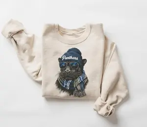 Vintage Panthers Mascot Sweater, Carolina Football Sweater, Retro Carolina Game Day Outfit, Panthers Spirit Sweater, Gift For Panthers Fans.