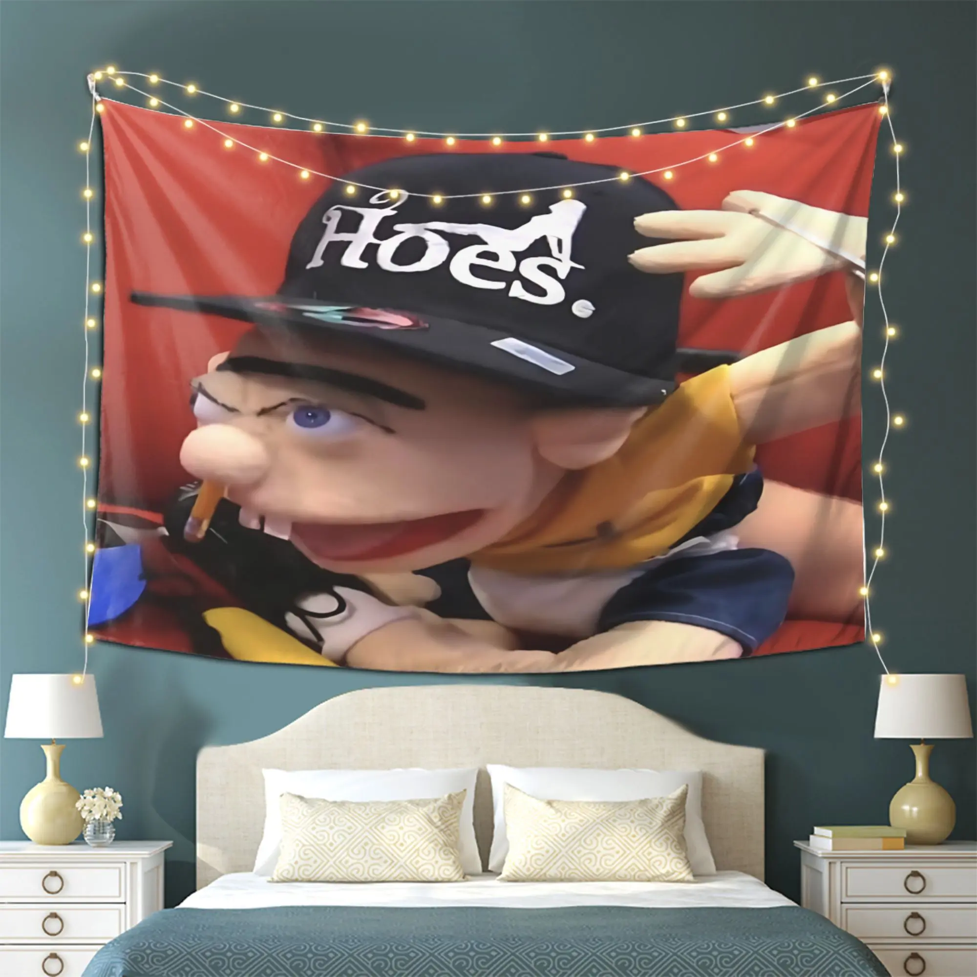 Jeffy Hoe Hat Tapestry, the Perfect Tapestry Gift, Is Ideal for Living Room, Bedroom, Office, Home Decoration, Wall Tapestry/room Decoration/party Decoration. It Features High-quality Printing and Is Perfect for Your Home!,family,dormitory