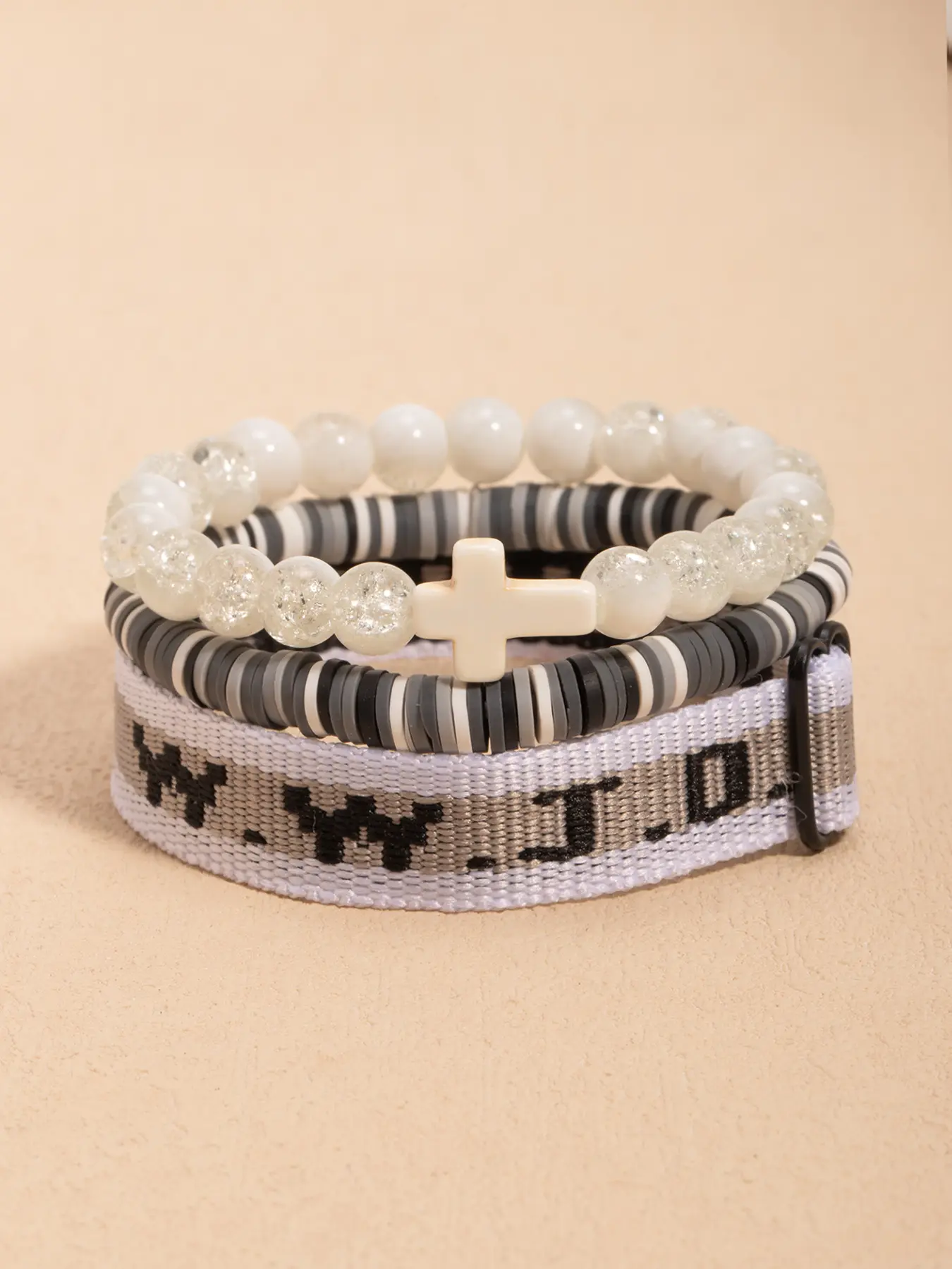 WWJD Letter Beaded Bracelet, Fashionable Cross Charm Decor Beaded for Women & Men, Trendy All-match & Exquisite Jewelry for Birthday Gift, Thoughtful Gift Idea, Religious Jewelry Gift, Cross Beads Bracelet, Trendy Fashionable Accessories