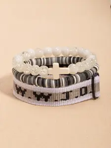 WWJD Letter Beaded Bracelet, Fashionable Cross Charm Decor Beaded for Women & Men, Trendy All-match & Exquisite Jewelry for Birthday Gift, Thoughtful Gift Idea, Religious Jewelry Gift, Cross Beads Bracelet, Trendy Fashionable Accessories