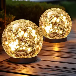 Solar Globe Lights Outdoor Waterproof-Solar Balls Garden-Cracked Glass Ball Solar Lights Outdoor-Solar Orbs Outside-Outdoor Decorations Patio & Yard Lawn Backyard Decor (GUO-XBQ-5-5-5) tiktokshopspringglowup