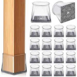 32 Pcs Square Chair Leg Floor Protectors for Hardwood Floors, Clear Silicone Chair Leg Caps Covers Sliders, Floor Protectors for Chairs, Protect Floors (M Fits: 1-1/16" to 1-5/16")