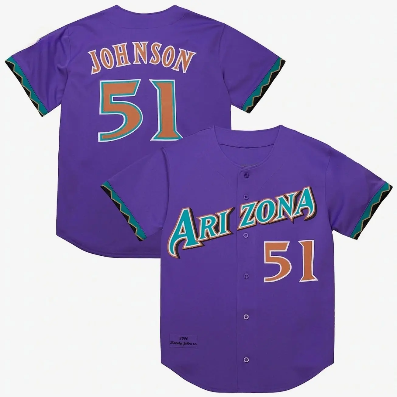 Unisex Baseball Collections Inspired by Arizona Team Johnson Player Jersey 2000 Throwback Jersey - Purple