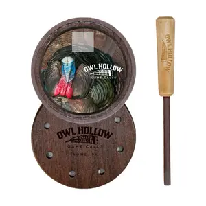 Owl Hollow Crystal Turkey Pot Call - Classic Design with Wooden Handle and Circular Frame