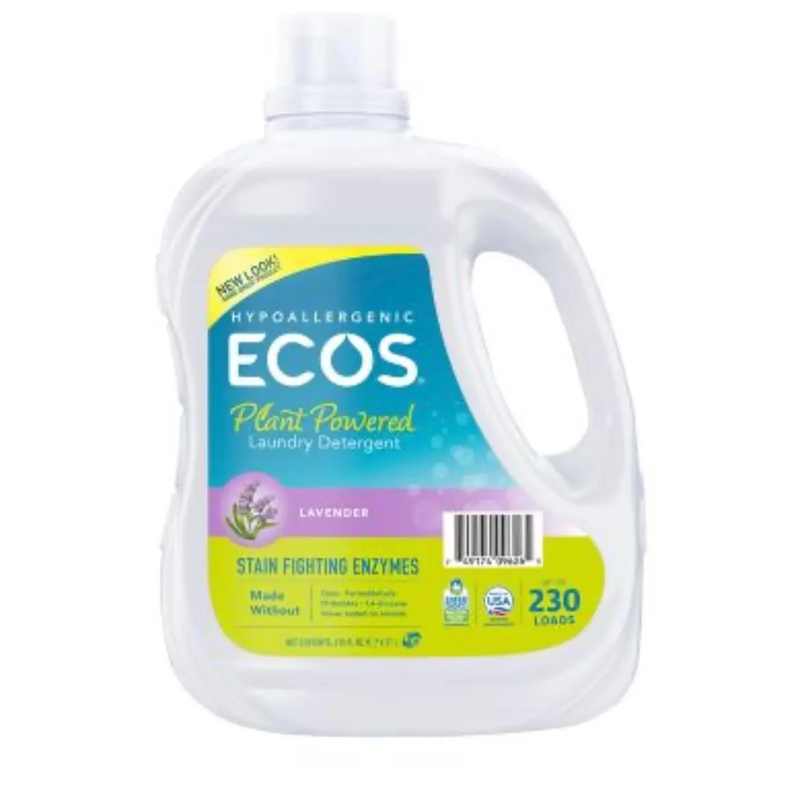 Ecos liquid laundry detergent with stain fighting Enzymes lavender 230 loads