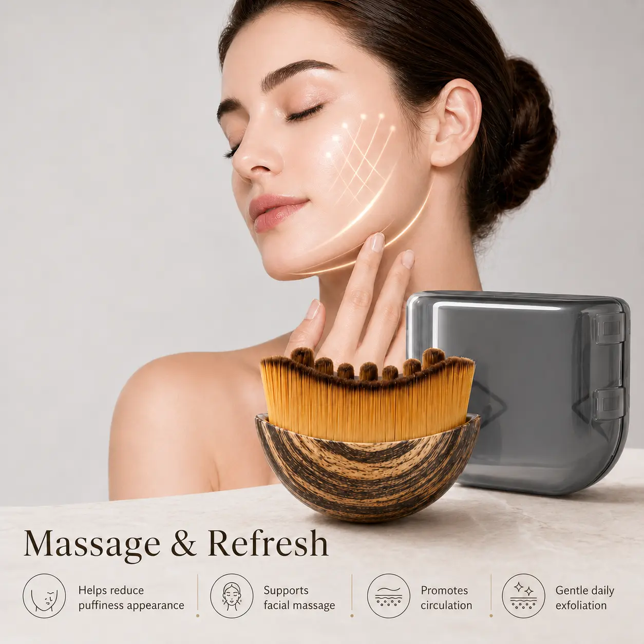 NEW Lymphatic Drainage Face Brush - Jawline &ChinSculpting Dry Brushing Massager for Facial FatigueRelief,Ergonomic Design for Precise Skin Fit