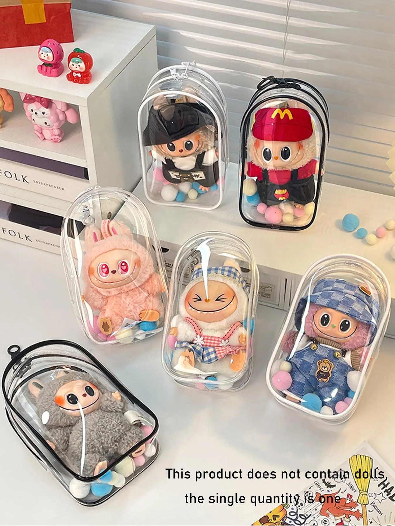 Plush Doll Keychain Transparent Cover, Metal Keyring Included, Ideal for Display & Storage, Protects Small Toys From Dirt, Keychain Bag, Keychain Kawaii, Keychain For Bags, Cute Keychain With Keychain
