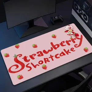 Cartoon Theme Printed Strawberry Shortcake Mousepad, Anti-Slip Base Thick Desk Mat for Keyboard and Mouse
