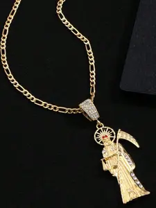 Men's Saint Death Necklace with Saint Jude Chain and Pendant, Gothic Luck Charm, Protective Talisman, Casual Style, Religious Jewelry, All Seasons, Holiday Gift, Gothic Mystery Jewelry