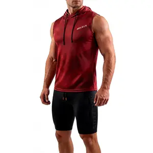 NELEUS Men's 2 Piece Outfits Matching Hoodie Tank Top with Muscle Tee & Running Compression Shorts with Pockets SummerVibes