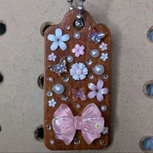 Vintage Italian Leather Charm - Bedazzled Hangtag