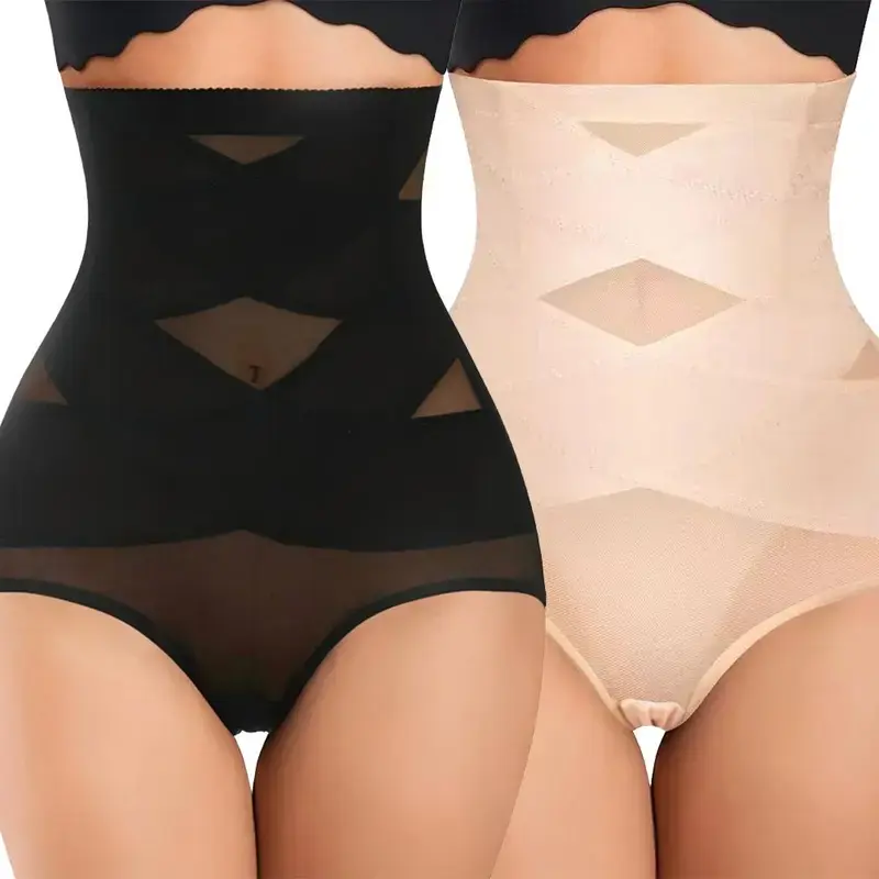 4 Pack Shapewear Women High Waist Tummy  Body Shaper, Seamless Mesh Breathable No Roll Down Slimming Season Underwear, Summer Womenswear Statements for Daily Wear Under Dresses, firm control Style Everyday