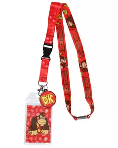 Nintendo Super Mario Donkey Kong Lanyard ID Badge Holder Lanyard w/ Rubber Charm Pendant