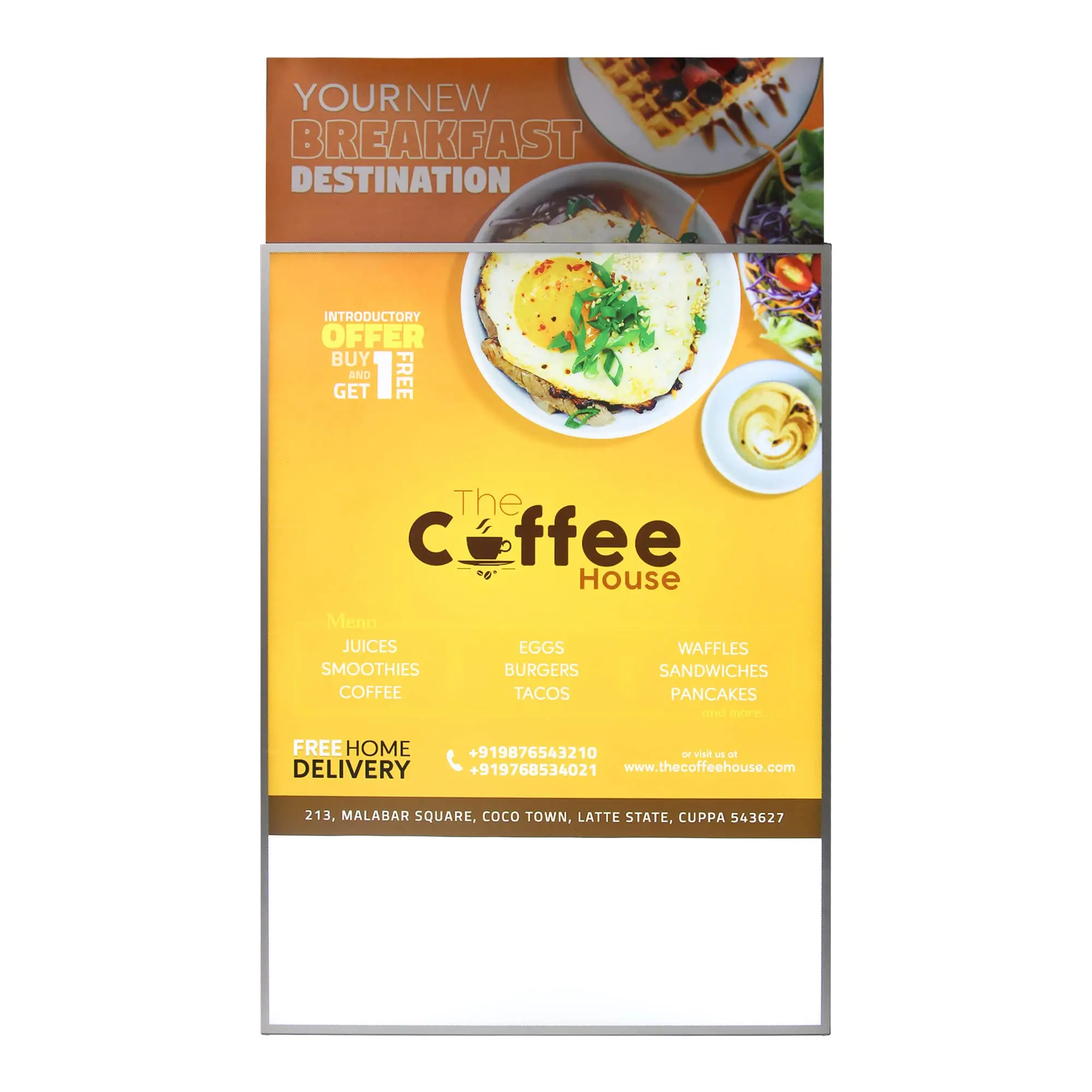 Fohfurniture - A1 LED Backlit Poster Frame Decor Glass with Poster Size 33.11” x 23.39”, Light Box Frame and Display Sign Holder for Ads and Restaurant Menus, Silver