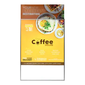 Fohfurniture - A1 LED Backlit Poster Frame Decor Glass with Poster Size 33.11” x 23.39”, Light Box Frame and Display Sign Holder for Ads and Restaurant Menus, Silver