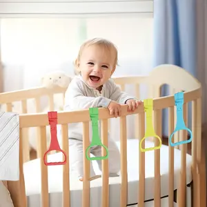 4 Pack Baby Bed Pull Rings, Plastic Infant Walker Assist Handles, Standing Practice Hanging Loops for Babies & Toddlers