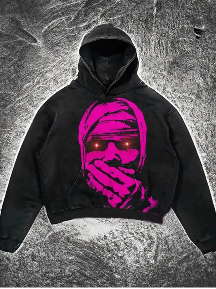 Sopula Vintage Surprised Mummy Graphic Acid Washed  Pullover Hoodie Vintage First Sunday Faith Graphic Acid Washed Oversized Hoodie , Full Size .2024 Cozy Winter Outfits 2025
