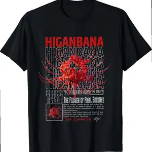 Higanbana Flower Red Spider Lily In Grunge Anime Aesthetic T-shirt