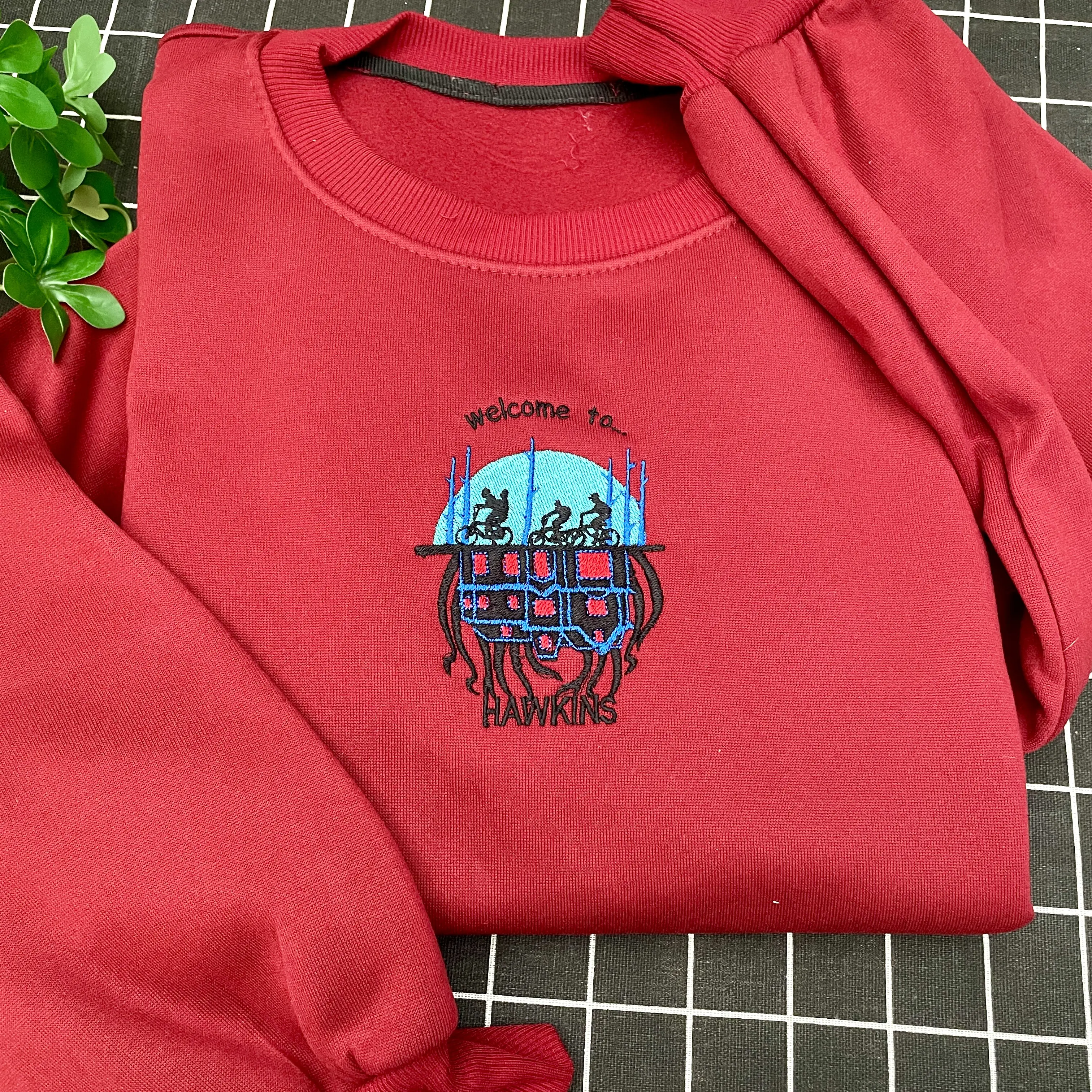 Welcome to Hawkins Embroidered Tie Dye , Stranger Things Fan Gift Parody Christmas Crewneck, Holiday Embroidery Gift, Funny Xmas Winter Shirt, Gift For Him