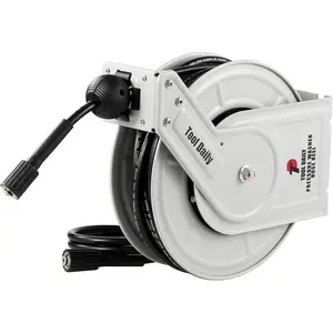 Tool Daily Retractable Pressure Washer Hose Reel 60 FT x 1/4”, Heavy Duty High Pressure Hose Reel 3600 PSI, Wall/Floor Mounted