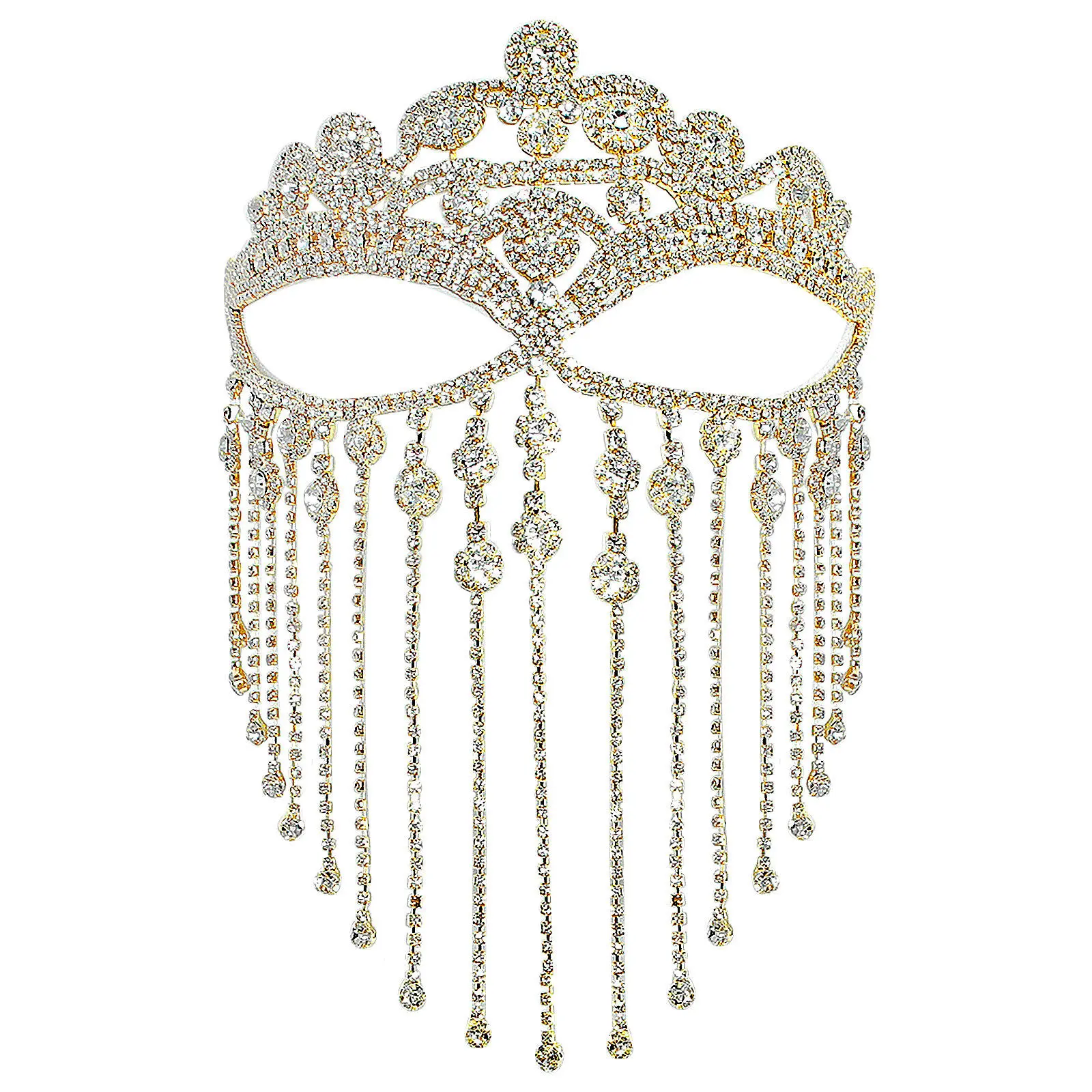 OIDEA Women's Rhinestone Tassel Mask with Luxury Alloy Base - Adjustable Comfortable Lightweight Face Jewelry, Mask Design Accessory for Parties, Home Supplies, Unforgettable Gift