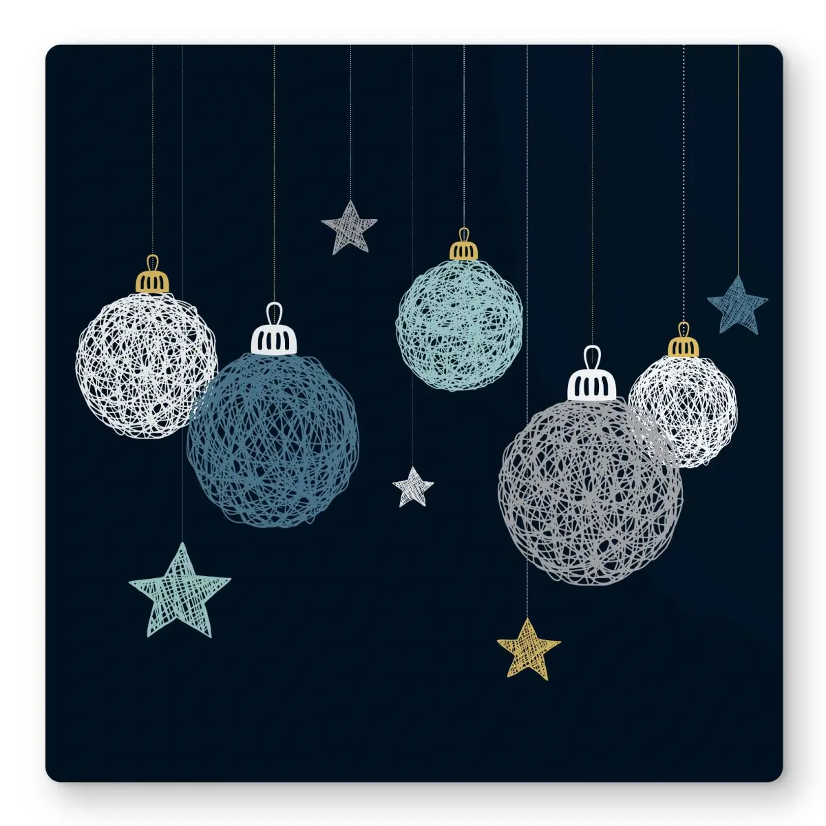 212 MAIN 16x16 in. Turquoise Christmas Ball Vector Art Durable Hangable Aluminium Metal Print - Artistic Christmas Decorations, Decorative Metal Wall Arts, Home Decor Accent, Holiday Living Room Gift