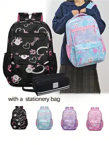 Large Teen Girls Backpack, Fashion Student Bag, Classic Long Wallet, Leather-Style Multi-Purpose Wallet, Large Capacity Zipper Wallet