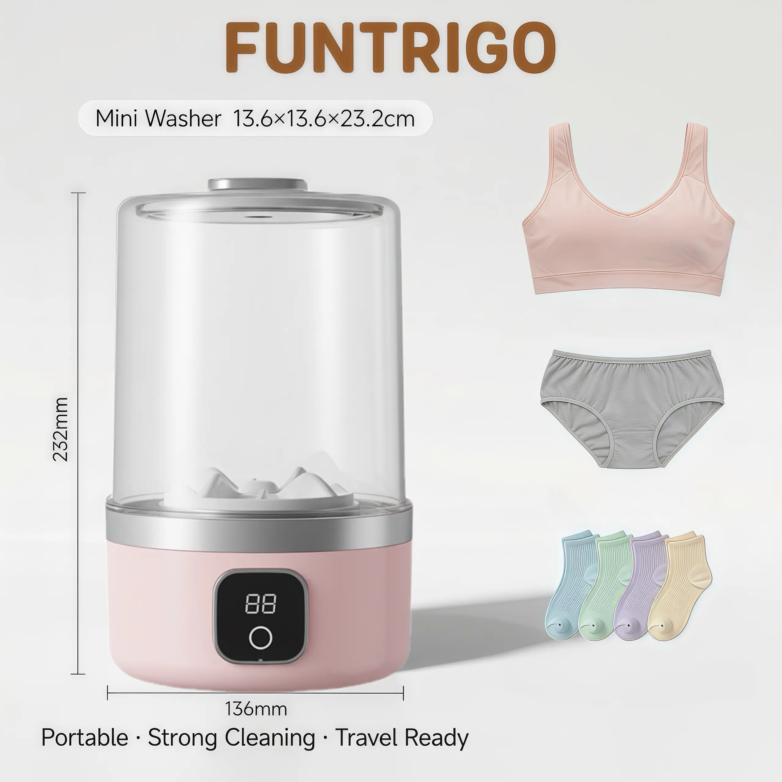 Portable Mini Washing Machine - Rechargeable 4D Washer, 510g Lightweight Household Appliance, Long Battery Life, Dual Wash Modes, 5-Minute Fast Wash, Deep Cycle for Travel, Dorm Underwear, Baby Clothes