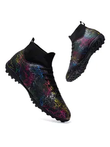 Unisex's All Over Print Lace Up High Top Football Shoes, Sporty Breathable Comfortable Non-slip Soccer Shoes, Football Cleats for Training Competition, Football Boots