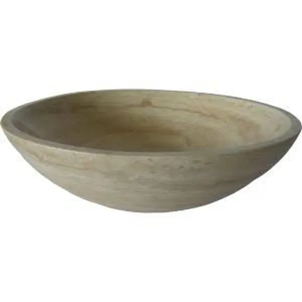 Novatto NOSV-BTBN Beige Travertine Vessel Sink with Standard US Above Count Brushed Nickel Umbrella Drain