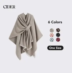 Cider [6 colors, One Size] Warm Chic Shawl Wrap Poncho, Best Item For Winter and Travelling, Keep You Cozy On The Flight