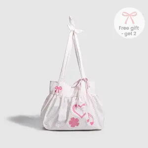 Cute Sweet Polka Dot Women's Handbag, Large Capacity Polka Dot Musical Note Heart Design Handbag, with Magnetic Closure Shoulder Bag, Suitable for Daily Leisure, Multifunctional Accessory Elegant Sweet Cute Gift, YM36