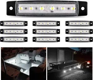Nilight 10PCS 3.8” 6LED White LED Indicator Light Truck Camper Side Marker Light Marine Boat Stern Light Yacht Kayak Sailboat Trailer Bus RV Clearance Light 12V DC