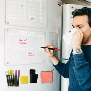 Acrylic Magnetic Calendar for Fridge | Monthly & Weekly Planners Set of 2