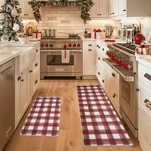 Christmas Kitchen Rug Runner Waterproof Long Strip Floor Mat, Soft Non-Slip Washable Foldable Indoor Decor, Perfect Christmas Gift & Decoration