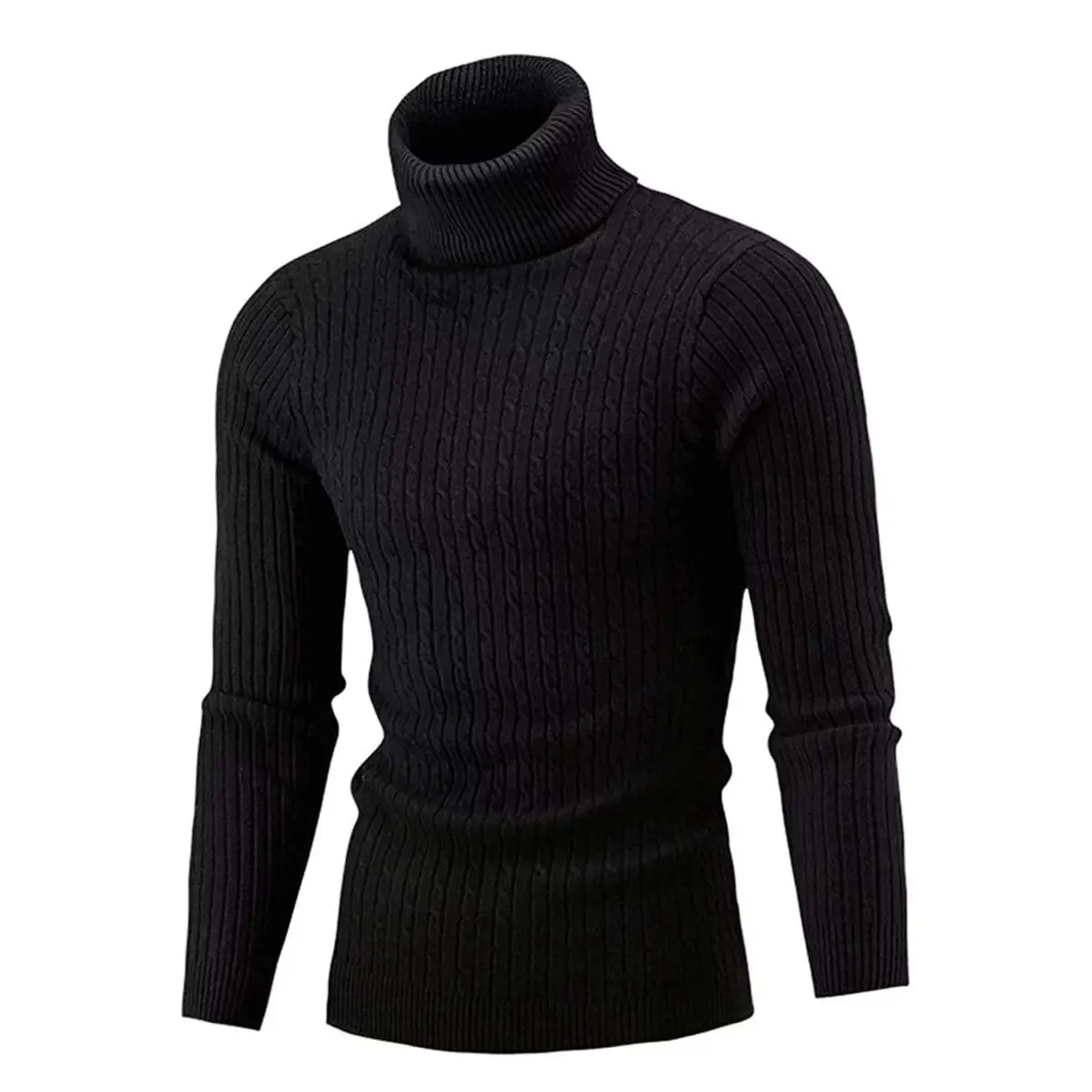 Men's Casual Slim Fit Turtleneck Pullover Sweaters Tops with Twist Patterned . Size Available in XS-S