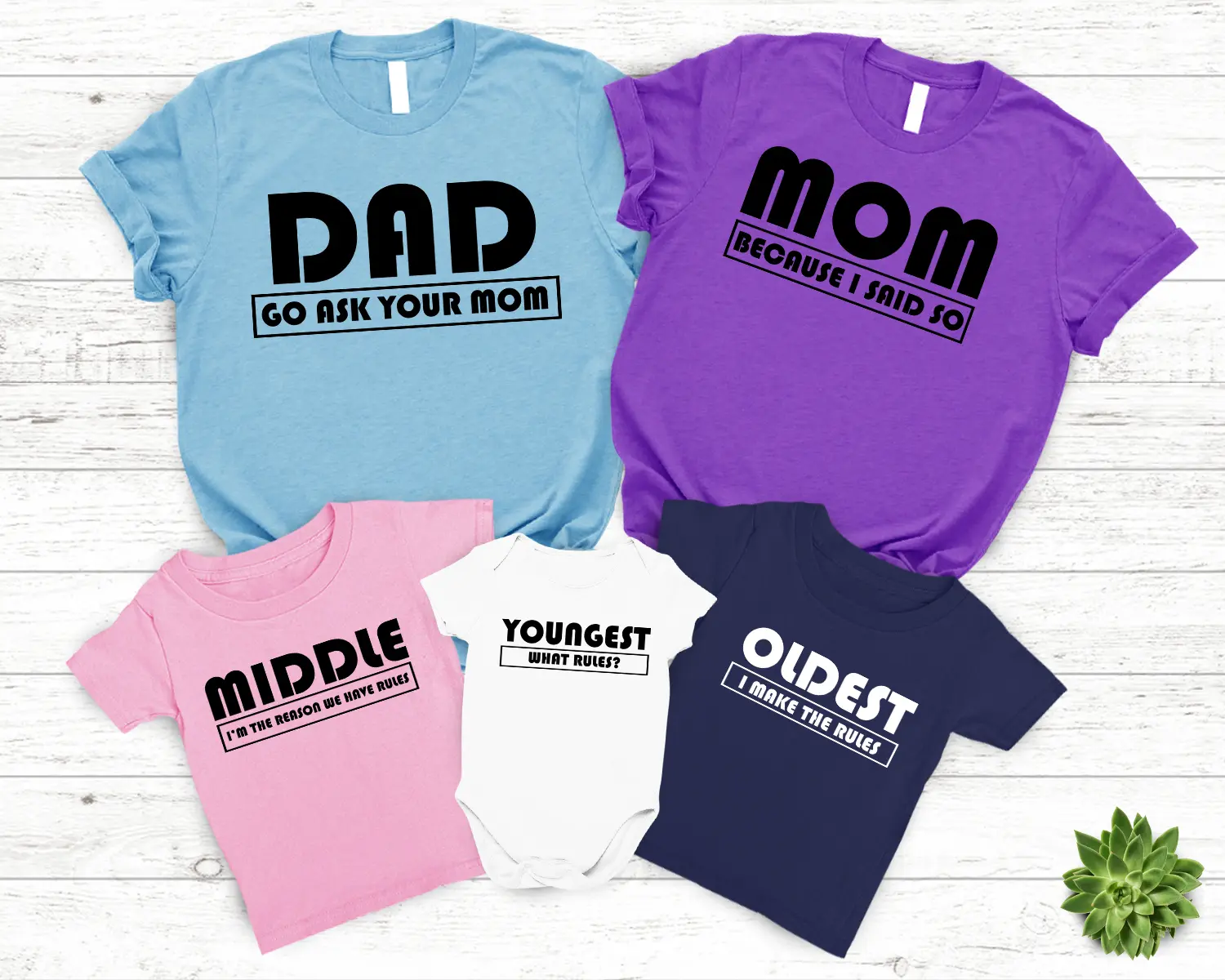 Family Matching Outfits Family Matching Matching Family Outfits Family Mom Dad Oldest Middle Youngest Family T-Shirt Cotton Fabric