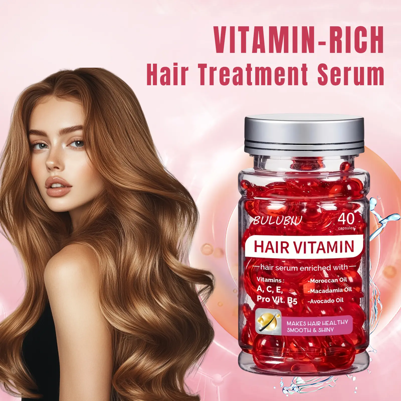 Vitamin B5 Conditioning Capsules, Moroccan Conditioner Capsules, Moisturizing Hair, 40 Capsules