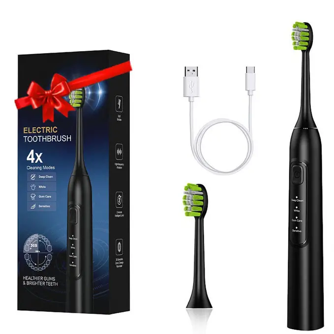 Electric toothbrush for adults, featuring 2 brush heads and a smart vibration timer—handheld, waterproof, rechargeable electric toothbrush, perfect for birthdays and holidays, Oral Care, Plaque Removal, Customizable Mode, Whitening, Teeth Whitening