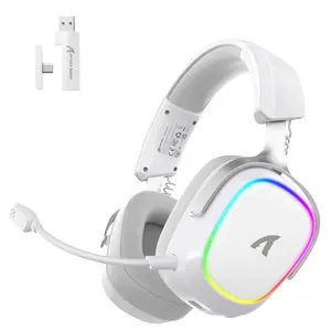 ATTACK SHARK G800 Wireless Gaming Headset, Gaming Headphones, 7.1 Surround Sound, Memory Foam Ear Pads, Durable Aluminum Frame, Detachable Microphone, Wireless/2.4G/Wired Headphone, Multiplatform Gaming Headset for PC, PS5, PS4, USB Gamer Headset