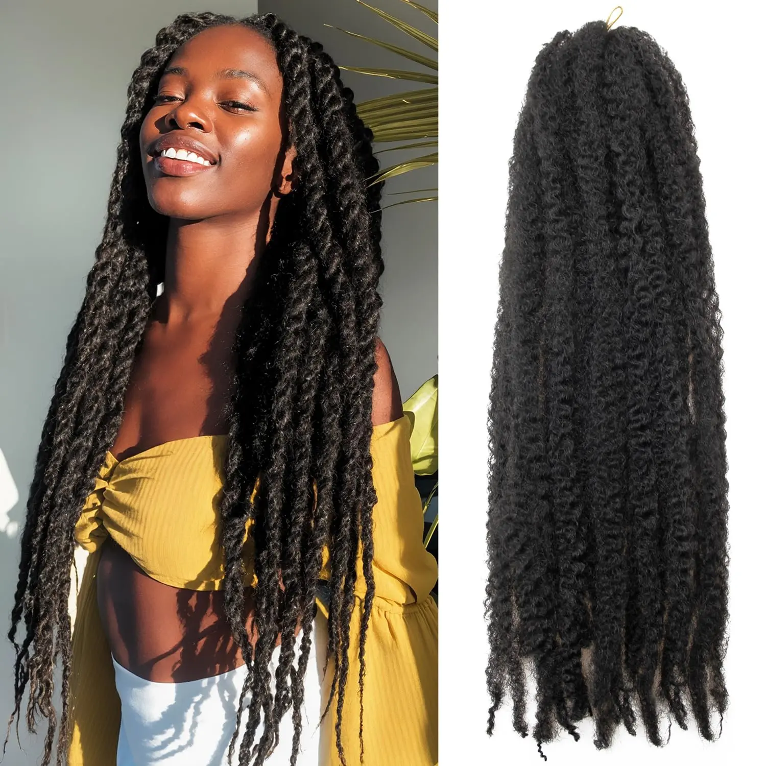 8 Packs Marley Twists Braiding Hair 24Inch Cuban Twist Afro Kinky Curly Crochet Twist Blonde Faux Locs Crochet Synthetic Hair Body Wave Protective Styling Tangle Free Crochet Hair for Black Women