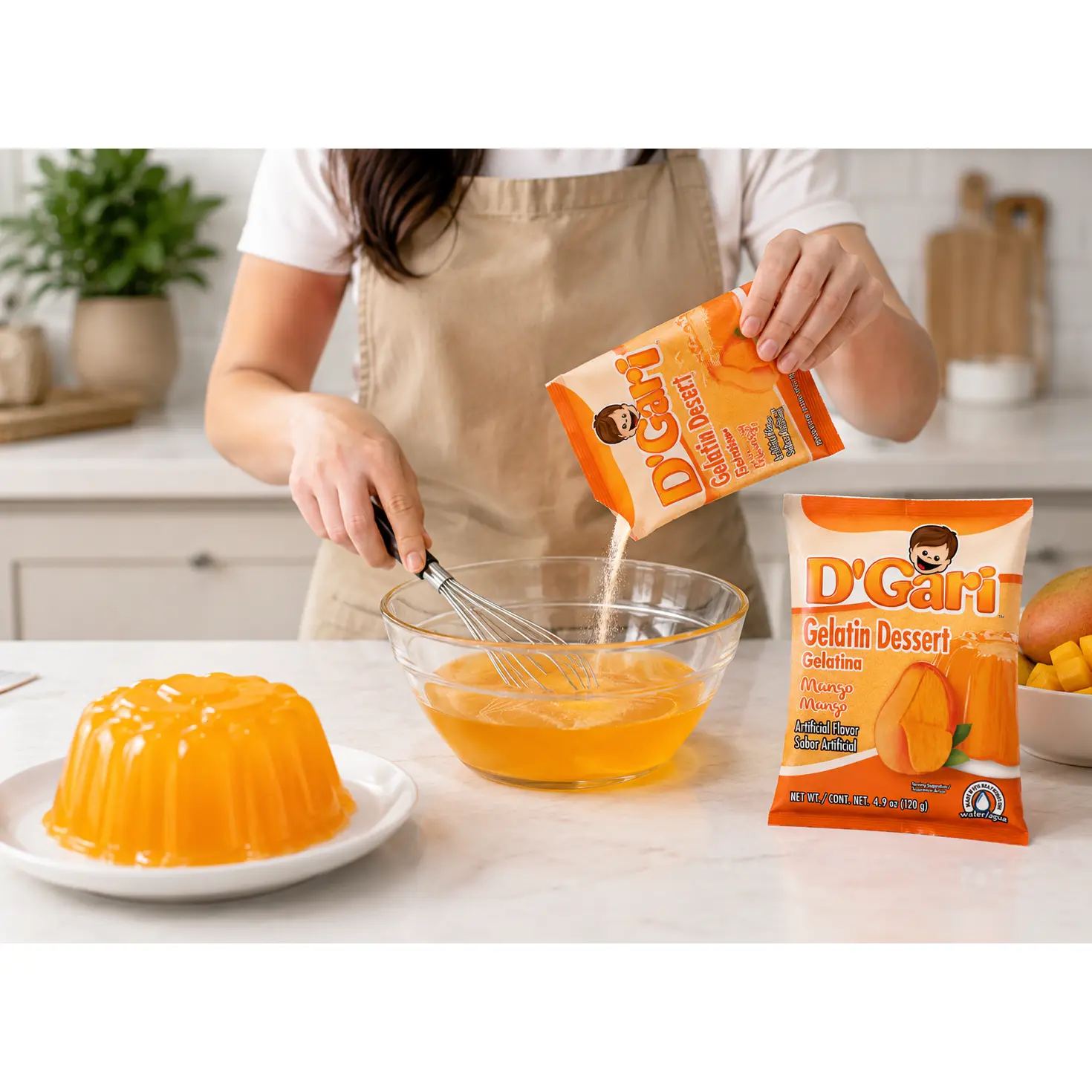 D'Gari Gelatin Dessert Orange Flavor 12 oz - Perfect for Baking & Dessert Making - Ideal for Home Cooking & Baking
