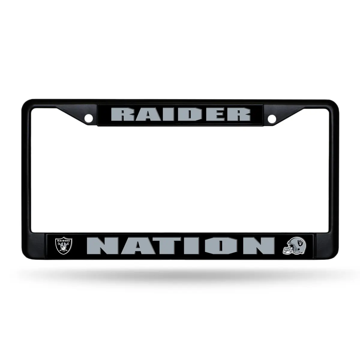 212 MAIN Oakland Raiders Nation Design License Plate Frame, Chrome Black, Licensed Sports Collectibles Accessory, License Plate Frames