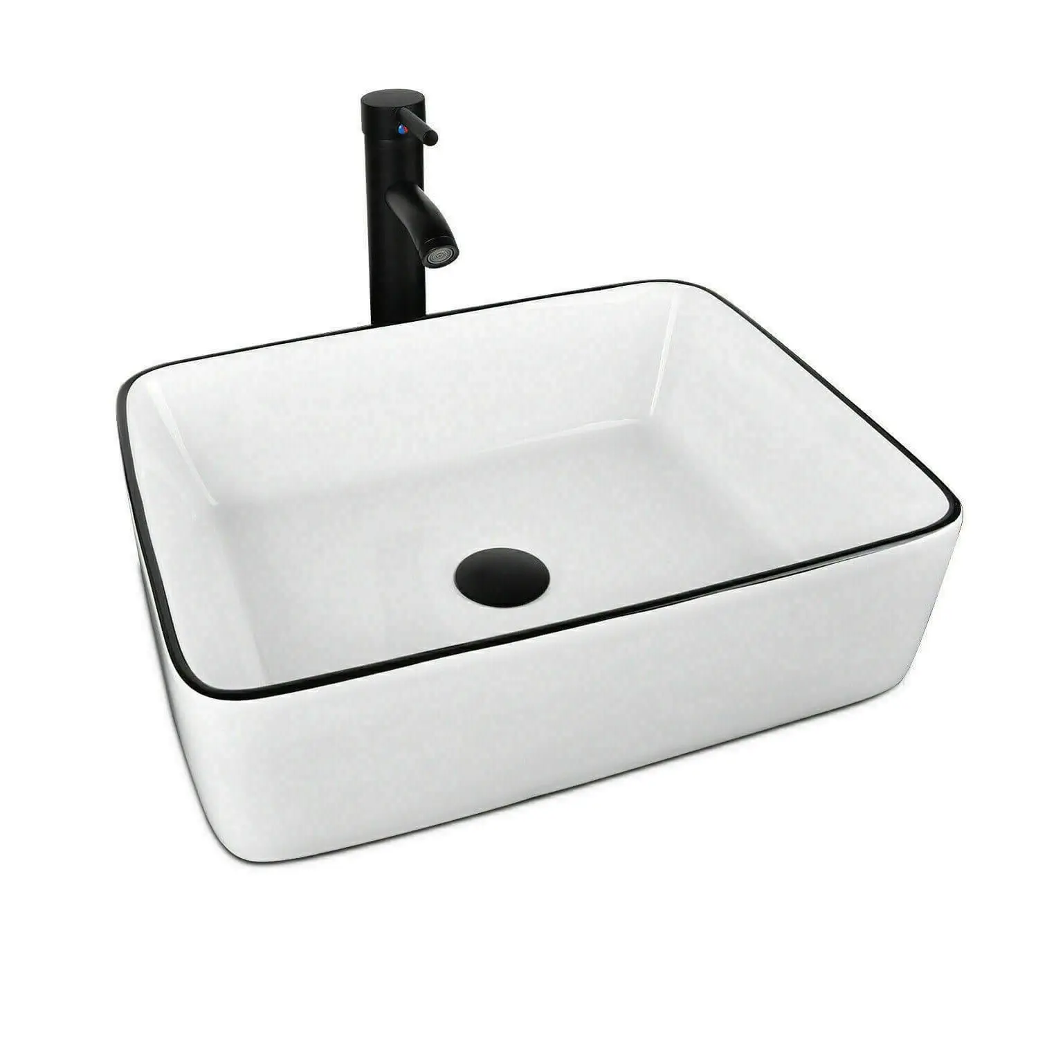 White Rectangular Ceramic Vessel Sink HW1125 White Rectangular Ceramic Vessel Sink HW1125